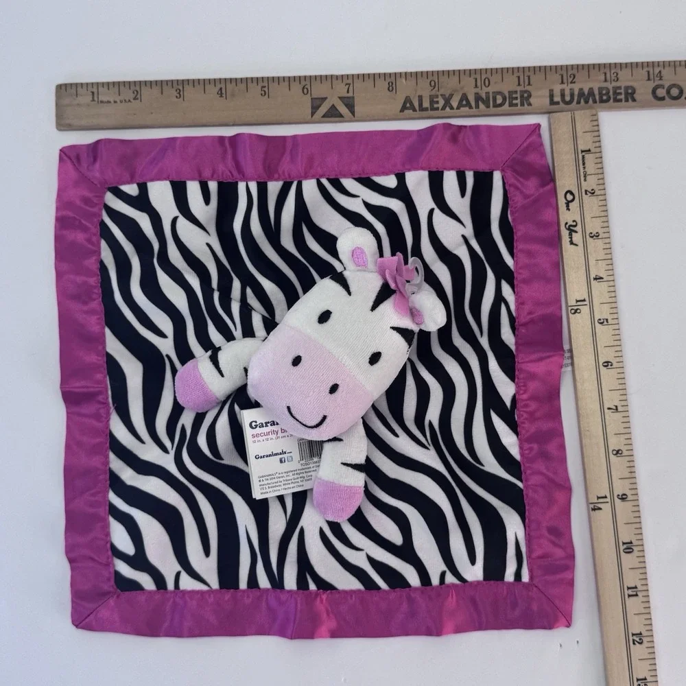 Garanimals Zebra Lovey Security Blanket Pink Black White Satin 12